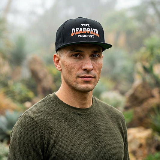 Flat Bill Cap - "The Deadpair Podcast" Embroidered Logo Snapback